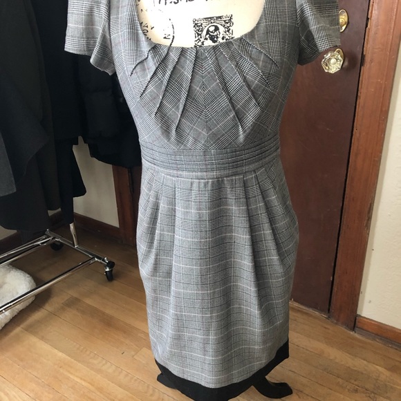 Manoukian Plaid Dress Pleat Detail On Bodice - Picture 1 of 6